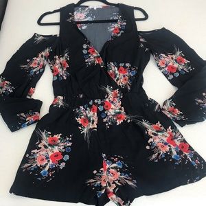 Willow and Clay black floral romper
